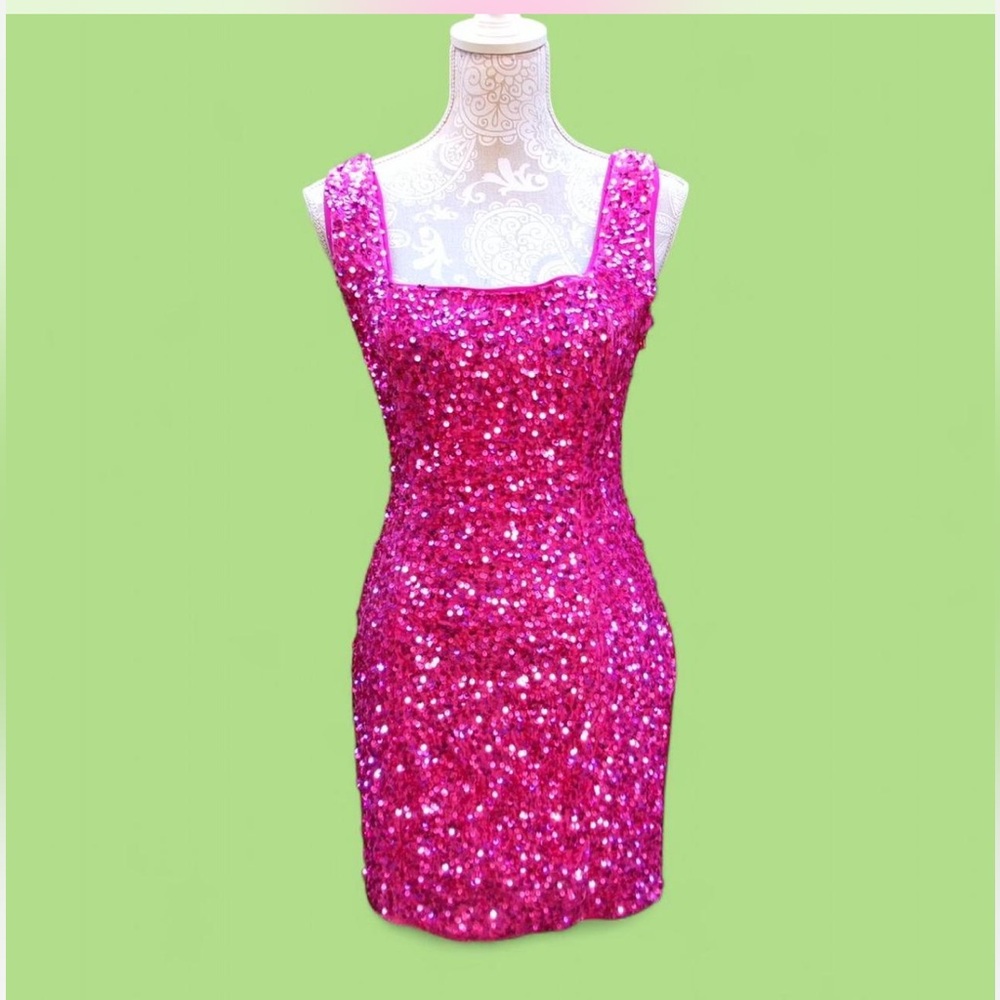 12th Tribe Fuchsia Sequin Mini Dress